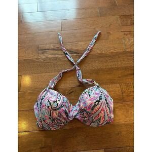Victoria's Secret Multi Color Paisley Bikini Top 34D Underwire